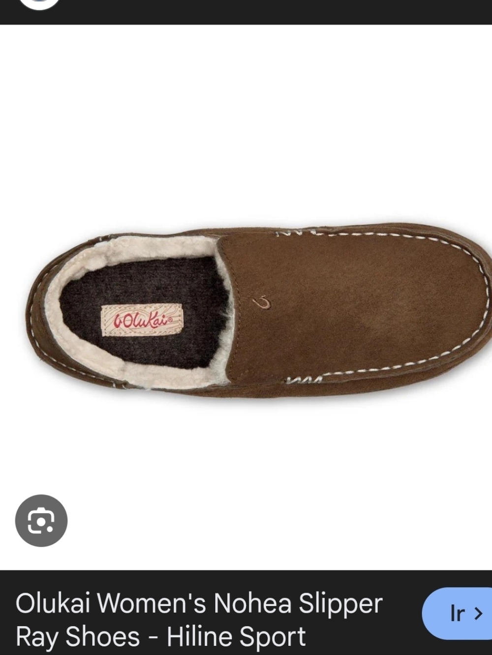 OluKai Women's Nohea Suede Mule Slipper in Brown with Cream Lining